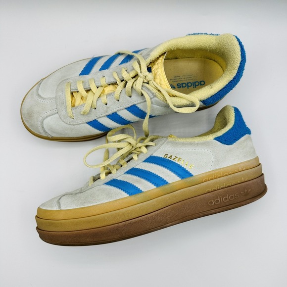 Adidas Gazelle Bold Shoes Womens 7.5 Almost Blue Suede Platform Sneakers IE0430 - Picture 2 of 9
